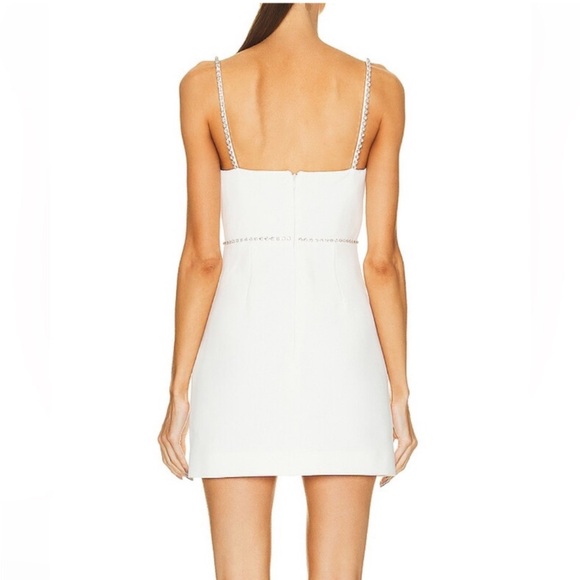Self-Portrait White Embellished Bow Front Mini Dress - Picture 2 of 6